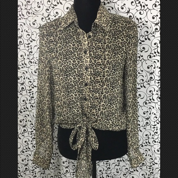 Poetry Tops - Poetry Leopard print Sheer High/Low Blouse